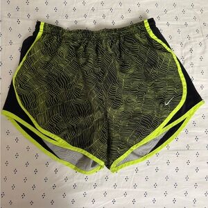 Nike Women's Athletic Shorts in Black and Neon Green